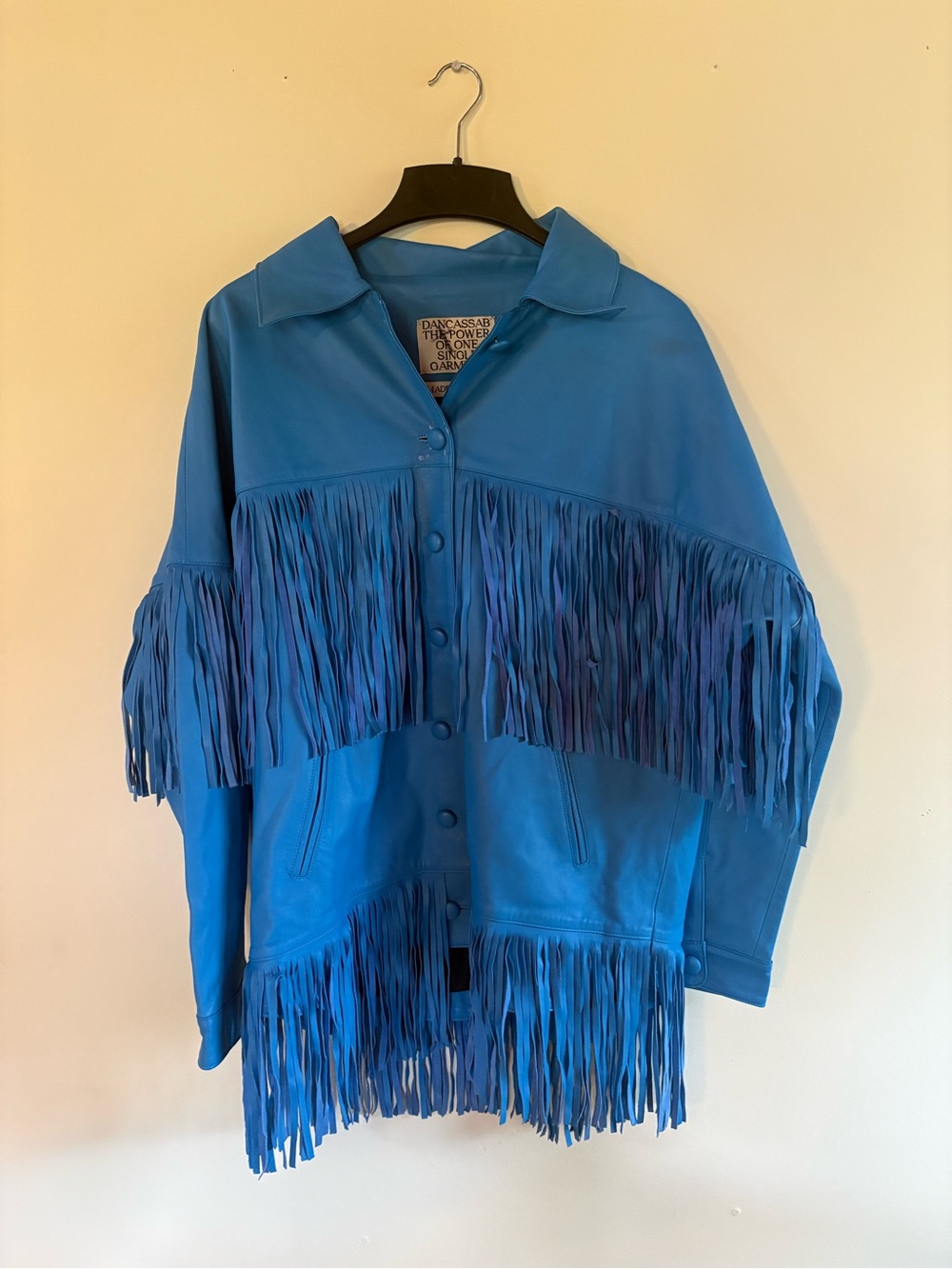 Turquoise Fringe Leather Jacket